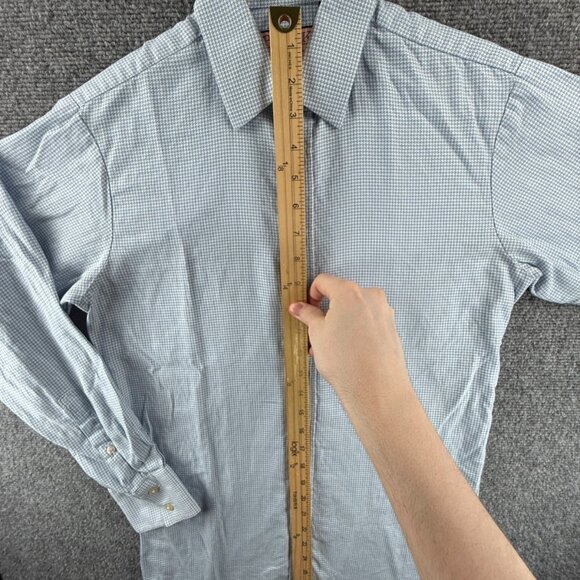 Thomas Pink Super Slim 14.5 Check Cotton Blue Shirt Long Sleeve Mens Button Up - Picture 6 of 16